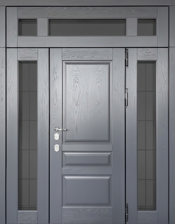 Входная группа с остеклением и терморазрывом, отделкой МДФ графит со шпоном Входная группа с остеклением и терморазрывом, отделкой МДФ графит со шпоном